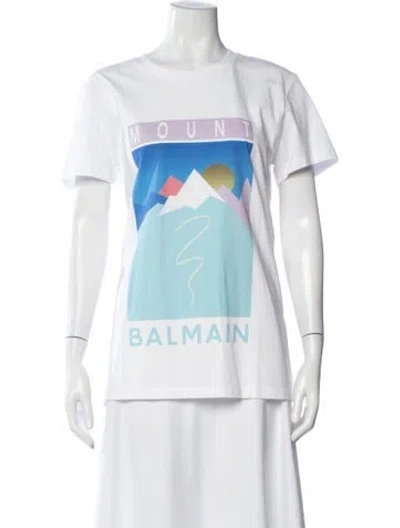 Pre-owned Balmain Graphic Print Crew Neck T-shirt W/ Tags In White