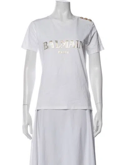 Pre-owned Balmain Graphic Print Crew Neck T-shirt W/ Tags In White