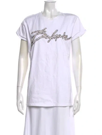 Pre-owned Balmain Graphic Print Crew Neck T-shirt In White