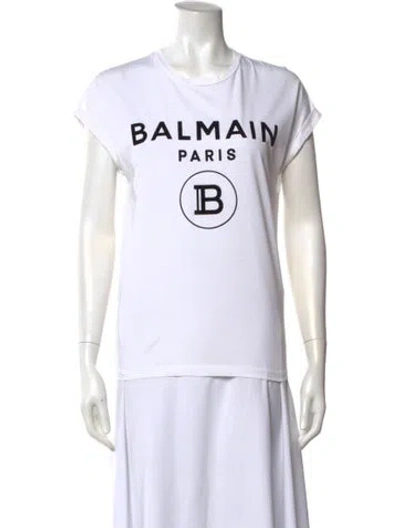 Pre-owned Balmain Graphic Print Crew Neck T-shirt In White