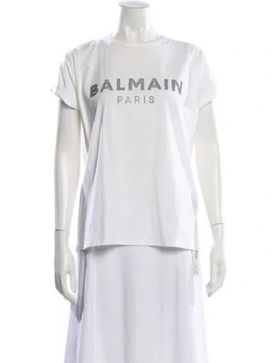 Pre-owned Balmain Graphic Print Crew Neck T-shirt In White