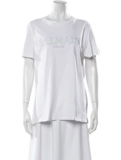 Pre-owned Balmain Graphic Print Crew Neck T-shirt In White