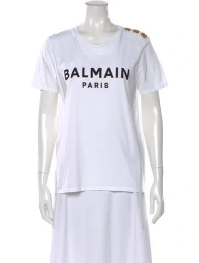 Pre-owned Balmain Graphic Print Crew Neck T-shirt In White