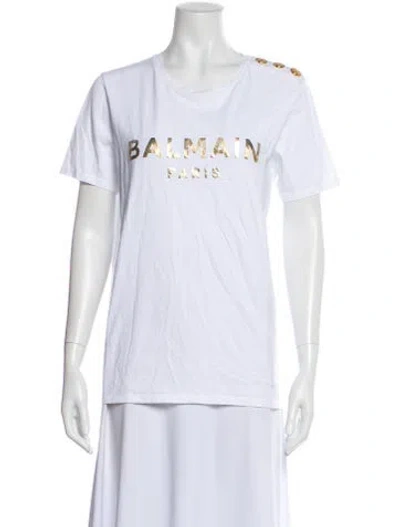 Pre-owned Balmain Graphic Print Crew Neck T-shirt In White