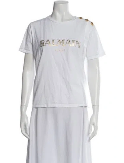 Pre-owned Balmain Graphic Print Crew Neck T-shirt In White