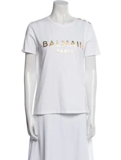 Pre-owned Balmain Graphic Print Crew Neck T-shirt In White