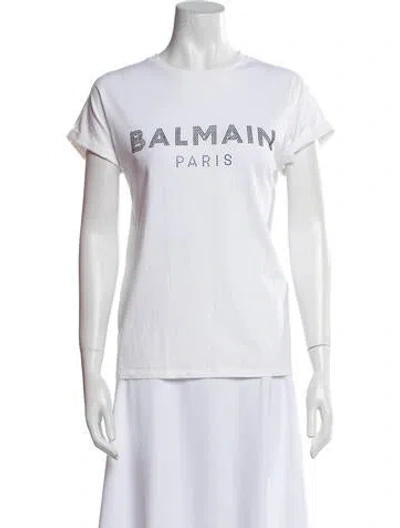 Pre-owned Balmain Graphic Print Crew Neck T-shirt In White