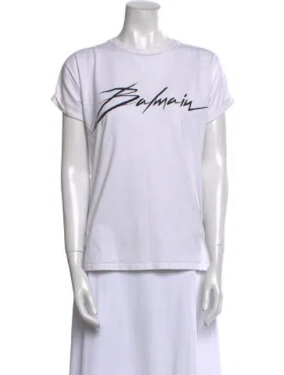 Pre-owned Balmain Graphic Print Crew Neck T-shirt In White