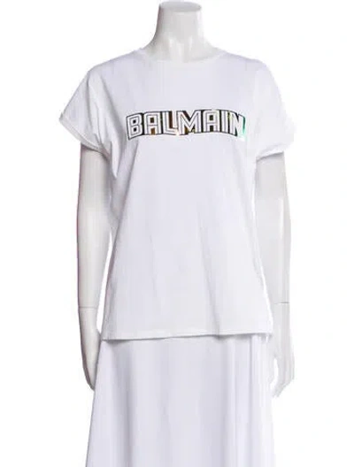 Pre-owned Balmain Graphic Print Crew Neck T-shirt In White