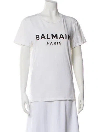 Pre-owned Balmain Graphic Print Crew Neck T-shirt In White