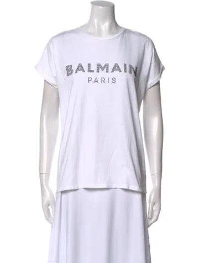 Pre-owned Balmain Graphic Print Crew Neck T-shirt In White