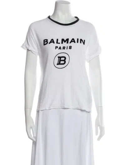 Pre-owned Balmain Graphic Print Crew Neck T-shirt In White