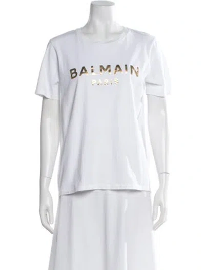 Pre-owned Balmain Graphic Print Crew Neck T-shirt In White