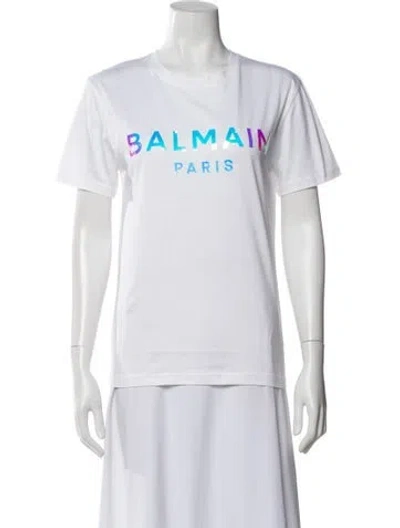 Pre-owned Balmain Graphic Print Crew Neck T-shirt In White