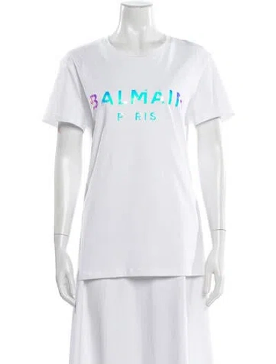 Pre-owned Balmain Graphic Print Crew Neck T-shirt In White