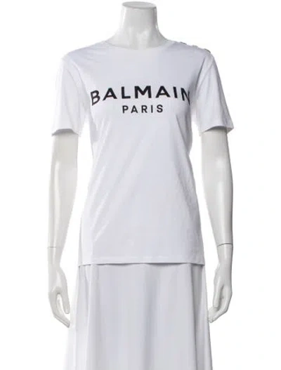 Pre-owned Balmain Graphic Print Crew Neck T-shirt In White