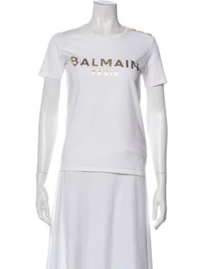 Pre-owned Balmain Graphic Print Crew Neck T-shirt In White