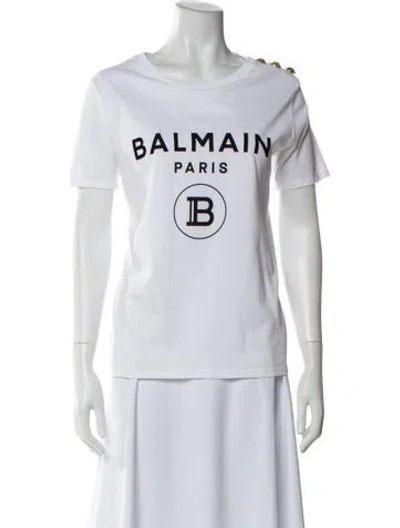Pre-owned Balmain Graphic Print Crew Neck T-shirt In White