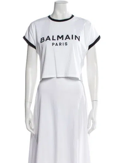 Pre-owned Balmain Graphic Print Crew Neck T-shirt In White