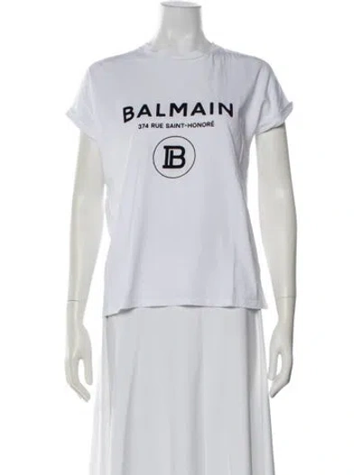 Pre-owned Balmain Graphic Print Crew Neck T-shirt In White