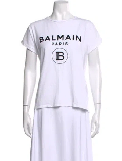 Pre-owned Balmain Graphic Print Crew Neck T-shirt In White