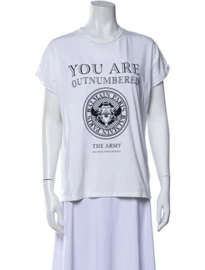 Pre-owned Balmain Graphic Print Crew Neck T-shirt In White