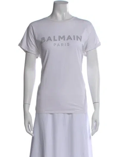 Pre-owned Balmain Graphic Print Crew Neck T-shirt In White