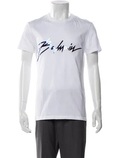 Pre-owned Balmain Graphic Print Crew Neck T-shirt In White
