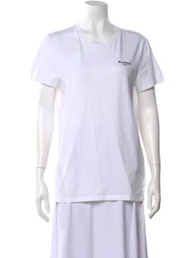 Pre-owned Balmain Graphic Print Crew Neck T-shirt In White