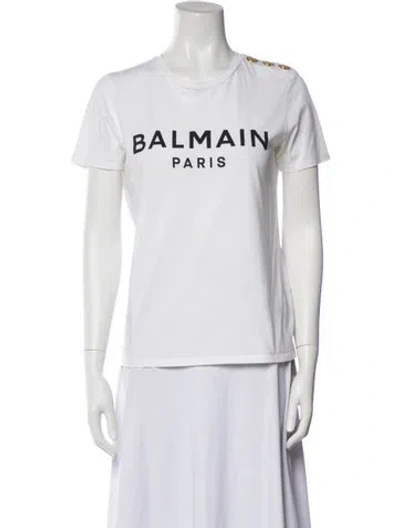 Pre-owned Balmain Graphic Print Crew Neck T-shirt In White
