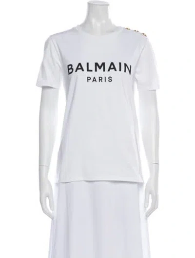 Pre-owned Balmain Graphic Print Crew Neck T-shirt In White