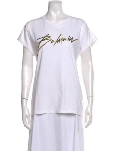 Pre-owned Balmain Graphic Print Crew Neck T-shirt In White