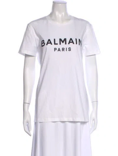 Pre-owned Balmain Graphic Print Crew Neck T-shirt In White