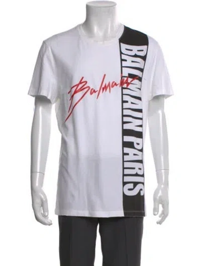 Pre-owned Balmain Graphic Print Crew Neck T-shirt In White