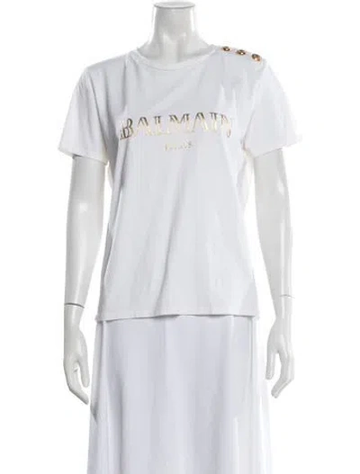Pre-owned Balmain Graphic Print Crew Neck T-shirt In White