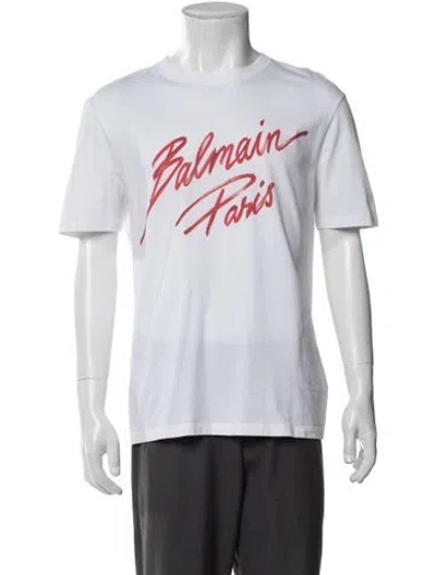 Pre-owned Balmain Graphic Print Crew Neck T-shirt In White