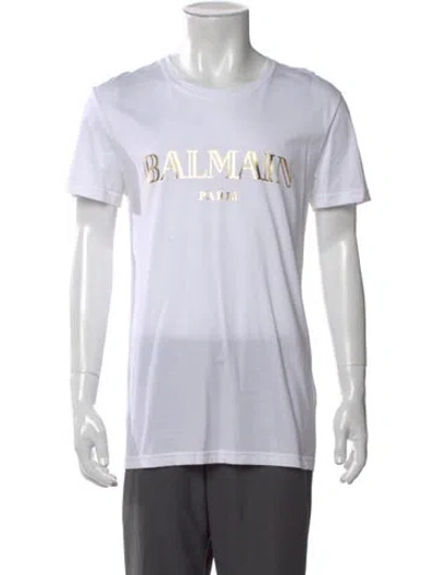 Pre-owned Balmain Graphic Print Crew Neck T-shirt In White