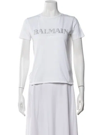 Pre-owned Balmain Graphic Print Crew Neck T-shirt In White