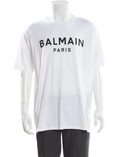 Pre-owned Balmain Graphic Print Crew Neck T-shirt In White