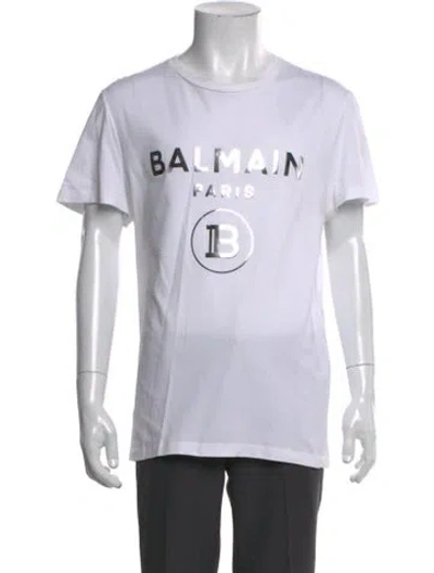 Pre-owned Balmain Graphic Print Crew Neck T-shirt In White