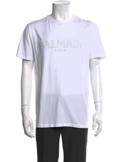 Pre-owned Balmain Graphic Print Crew Neck T-shirt In White