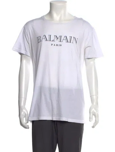 Pre-owned Balmain Graphic Print Crew Neck T-shirt In White