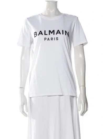 Pre-owned Balmain Graphic Print Crew Neck T-shirt In White