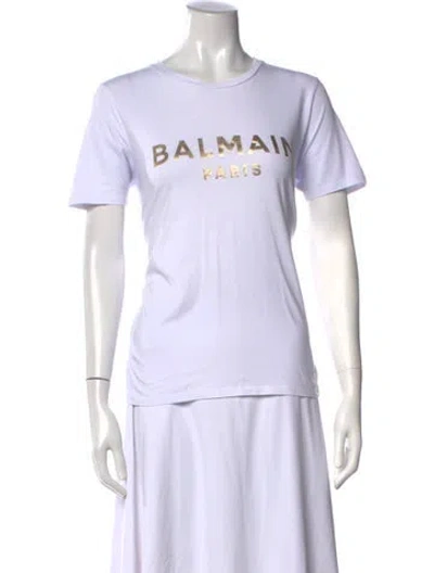 Pre-owned Balmain Graphic Print Crew Neck T-shirt In White