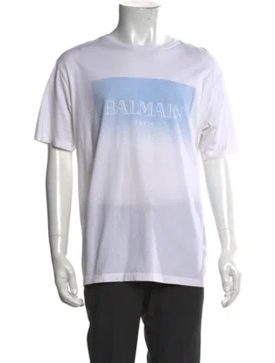 Pre-owned Balmain Graphic Print Crew Neck T-shirt In White