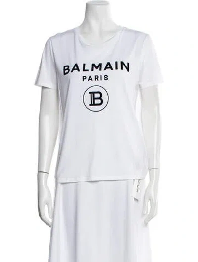 Pre-owned Balmain Graphic Print Crew Neck T-shirt In White