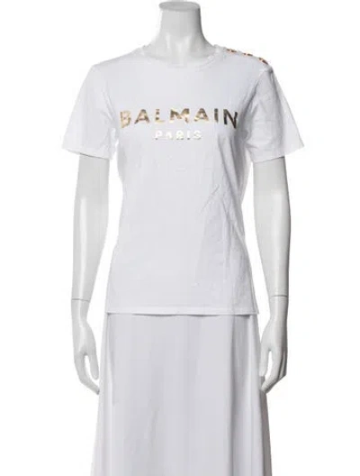 Pre-owned Balmain Graphic Print Crew Neck T-shirt In White