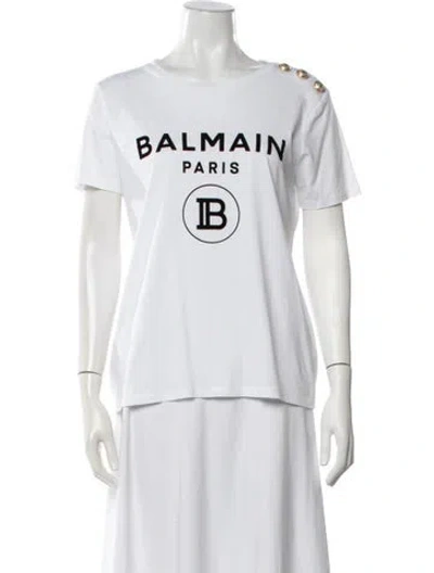 Pre-owned Balmain Graphic Print Crew Neck T-shirt In White
