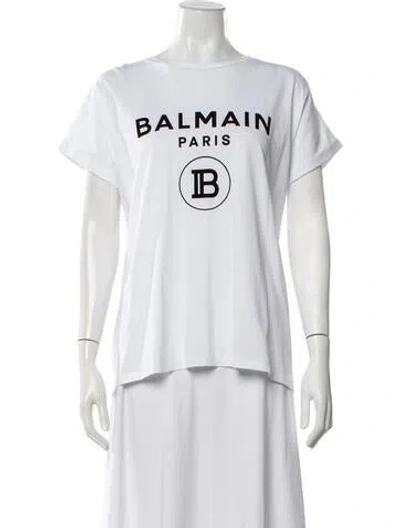 Pre-owned Balmain Graphic Print Crew Neck T-shirt In White