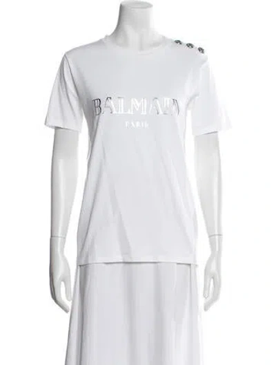 Pre-owned Balmain Graphic Print Crew Neck T-shirt In White
